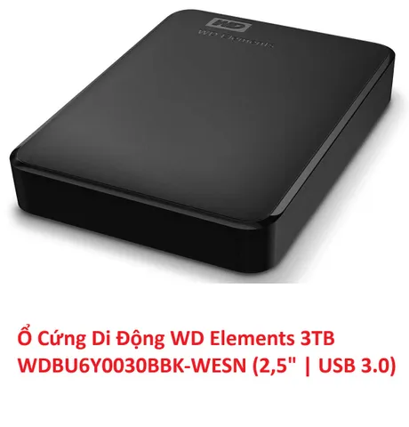 XẢ KHO - Ổ cứng HDD WD Elements Portable 4TB 2.5 inch 3.0 (WDBU6Y0040BBK-WESN) Bảo hành 2 năm 1 đổi 1 Chuẩn USB 3.0 Hàng tồn kho trôi bảo hành -Phân phối Chính Hãng 100% Tặng kèm theo Bao đựng ổ 
