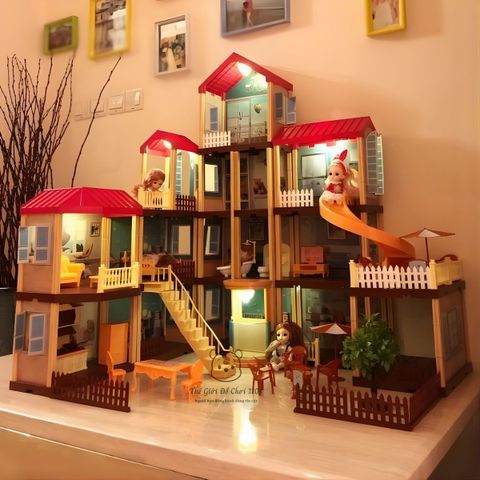 Đồ chơi lắp ráp ngôi nhà búp bê 2 tầng 89 chi tiết có đèn mô hình nhà búp bê cao cấp cho bé gái