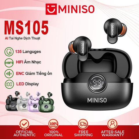Màn hình LED Tai nghe Bluetooth MINISO MS105 Tai nghe dịch thuật AI ENC Chống ồn HIFI Tai nghe không dây 445932