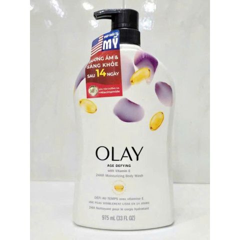 Sữa Tắm Olay Vitamin E 975ml - Phục Hồi Da, Dưỡng Ẩm Lâu, Chăm Sóc Da Mềm Mịn