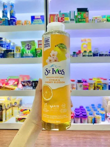 Sữa Tắm St.Ives Citrus & Cherry Blossom 650ml - Tươi Mát, Thơm Lâu, Dưỡng Ẩm Da, Hương Quả Tươi Tắn