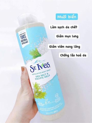 Sữa Tắm St.Ives Muối Biển 650ml - Sạch Sâu, Thư Giãn Da, Trải Nghiệm Spa Tại Nhà, Dưỡng Ẩm Tốt
