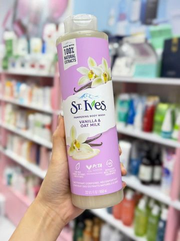 Sữa Tắm St.Ives Vanilla & Oat Milk 650ml - Làm Mềm Da, Hương Thơm Ngọt Ấm, Dưỡng Ẩm Tối Ưu Cho Làn Da Mềm Mại