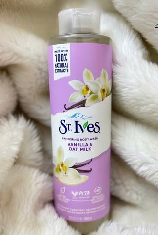 Sữa Tắm St.Ives Vanilla & Oat Milk 650ml - Làm Mềm Da, Hương Thơm Ngọt Ấm, Dưỡng Ẩm Tối Ưu Cho Làn Da Mềm Mại