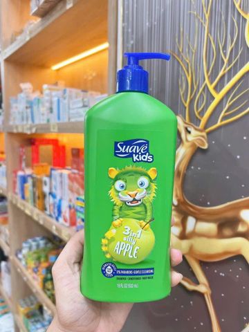 Sữa Tắm Gội Xả Suave Kids 3in1 Silly Apple 532ml - Dịu Nhẹ, Hương Táo Tươi Mát Cho Trẻ Em