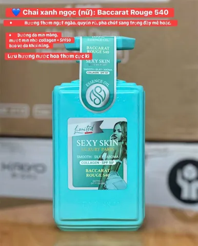 Sữa Tắm Nước Hoa Olay Sexy Skin Essence Oil Baccarat Rouge 540 Xanh Ngọc 600ml - Sang Trọng, Lưu Mùi Lâu, Chăm Sóc Da Tuyệt Vời