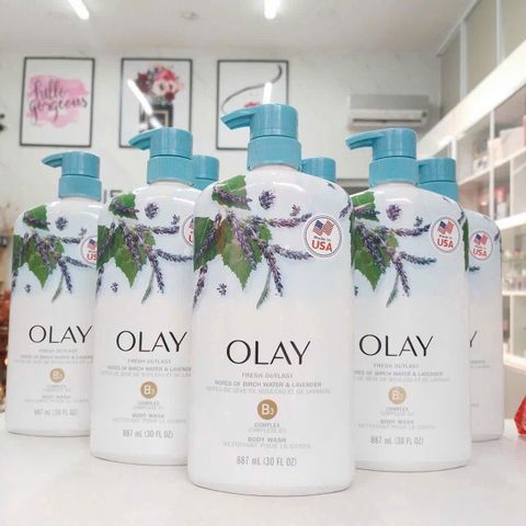 Sữa Tắm Olay Fresh Outlast 975ml (Vòi) - Chiết Xuất Bạch Dương & Oải Hương, Thư Giãn, Dịu Da, Dưỡng Ẩm Mềm Mại