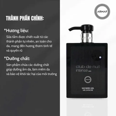 Sữa Tắm Armaf Club De Nuit Men 360ml - Sạch Thoáng, Thơm Nam Tính, Sản Phẩm Chăm Sóc Da Nam Cao Cấp