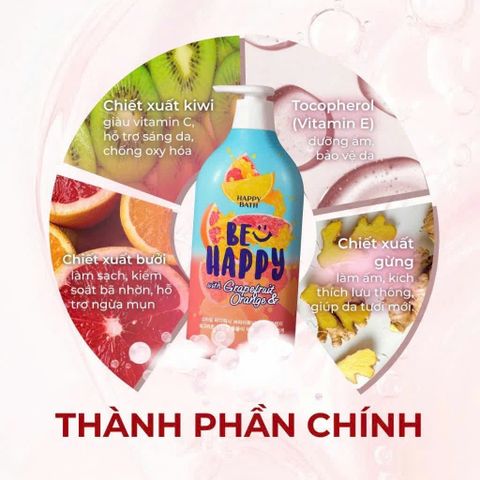 Sữa Tắm Happy Bath Be Happy Chanh & Cam 900ml - Tươi Mát, Sạch Thoáng, Chăm Sóc Da Chất Lượng 