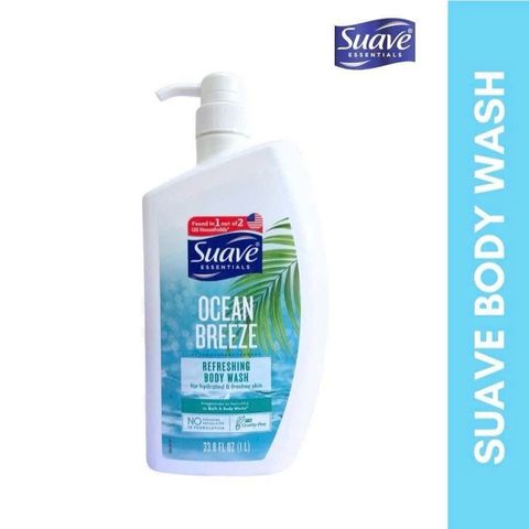 Sữa tắm Suave Ocean Breeze 1000ml - Hương Biển Tươi Mát, Làm Sạch & Thư Giãn Da, Sản Phẩm Dành Cho Tất Cả Các Loại Da