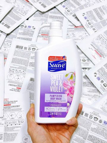 Sữa Tắm Suave Sweet Pea & Violet 1000ml - Hương Hoa Ngọt Ngào, Làm Sạch Dịu Nhẹ cho Da Mềm Mại