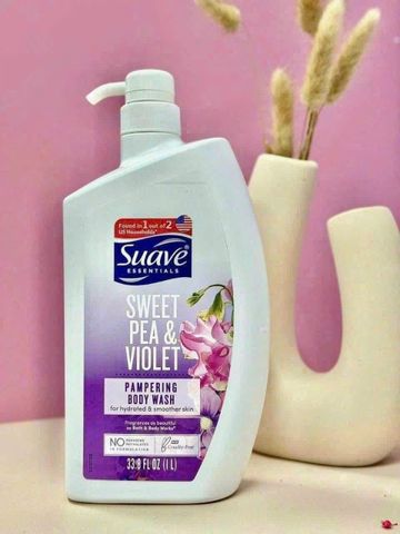 Sữa Tắm Suave Sweet Pea & Violet 1000ml - Hương Hoa Ngọt Ngào, Làm Sạch Dịu Nhẹ cho Da Mềm Mại