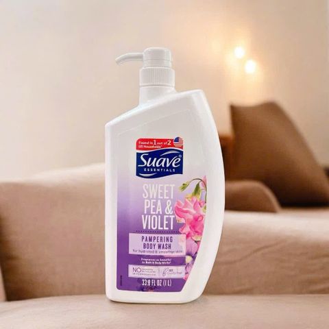 Sữa Tắm Suave Sweet Pea & Violet 1000ml - Hương Hoa Ngọt Ngào, Làm Sạch Dịu Nhẹ cho Da Mềm Mại