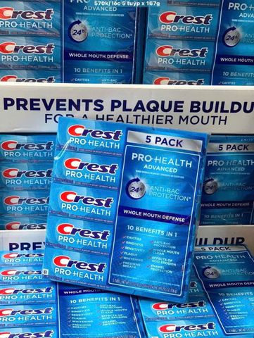 Set 5 Kem Đánh Răng Crest Pro-Health Advanced 167g x5 – sạch mảng bám, tăng cường bảo vệ răng miệng
