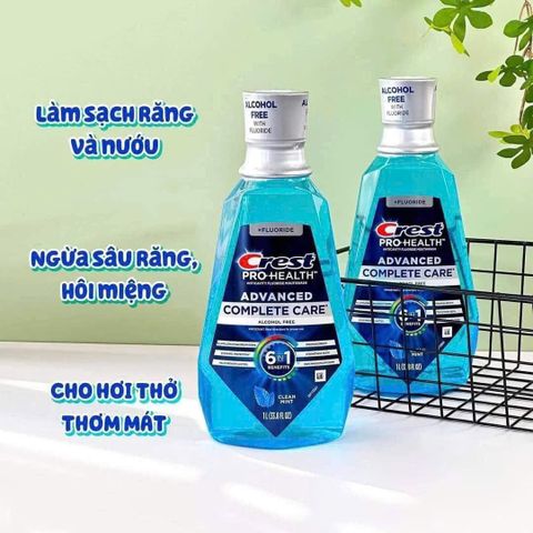 Nước Súc Miệng Crest Pro-Health 1L - Chăm Sóc Răng Miệng, Bảo Vệ Nướu và Ngừa Sâu Răng với Fluoride