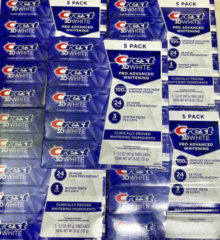 Set 5 Kem Đánh Răng Crest 3D White – Làm Trắng Răng Hiệu Quả, Loại Bỏ Ố Vàng, Chăm Sóc Răng Miệng Tốt Nhất