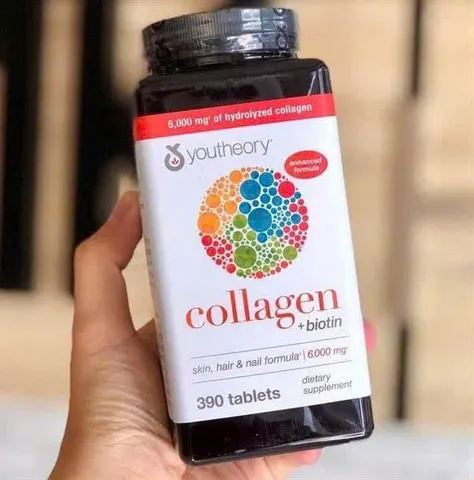 Viên uống collagen Youtheory Collagen + Biotin 390 viên - Thực phẩm chức năng làm đẹp da, tăng cường sức khỏe tóc và móng