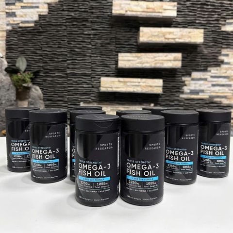Viên uống Omega 3 Fish Oil Sports Research Triple Strength - Tốt cho tim mạch và hỗ trợ chức năng não bộ
