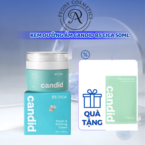 Kem Dưỡng Ẩm Candid B5 Cica 50ml - Phục Hồi Da Nhạy Cảm, Cung Cấp Độ Ẩm Tối Đa, Làm Dịu Da Mụn, Xuất Xứ Hàn Quốc