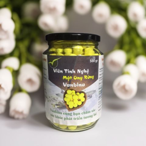 Viên Tinh Nghệ Nano Mật Ong Rừng Vanbina - Hỗ Trợ Tiêu Hóa, Làm Đẹp, Giảm Mụn, Khác Phục Da Mịn Màng 100gr - Sản Phẩm Thiên Nhiên Cao Cấp