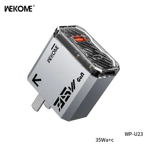 Củ Sạc Nhanh 35W Wekome WP-U23 Công Nghệ Gan, 2 Cổng Sạc Type C + USB Hỗ Trợ Sạc Nhanh PD/QC/PPS