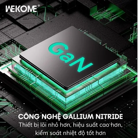 Củ Sạc Nhanh 35W Wekome WP-U23 Công Nghệ Gan, 2 Cổng Sạc Type C + USB Hỗ Trợ Sạc Nhanh PD/QC/PPS