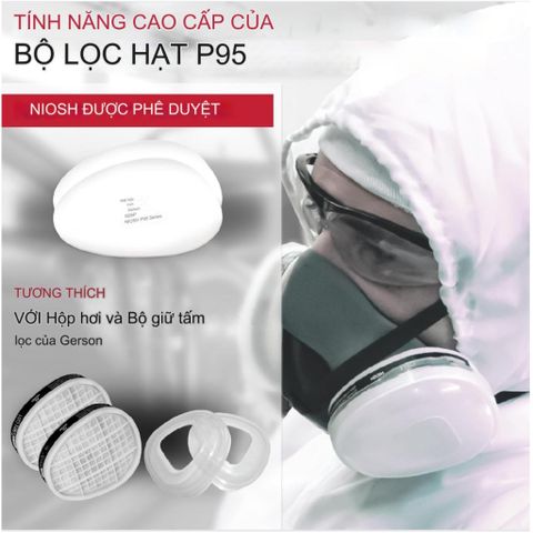 [XUẤT MỸ] Mặt Nạ Phòng Độc Gerson Lõi G95P, Mặt nạ Chống Khói Bụi, Sơn, Thuốc Sâu