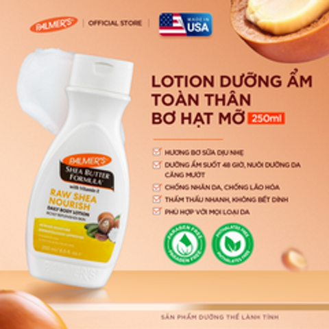 Lotion dưỡng ẩm toàn thân hỗ trợ làm mềm mịn da hương Bơ Hạt Mỡ Palmer's 250ml