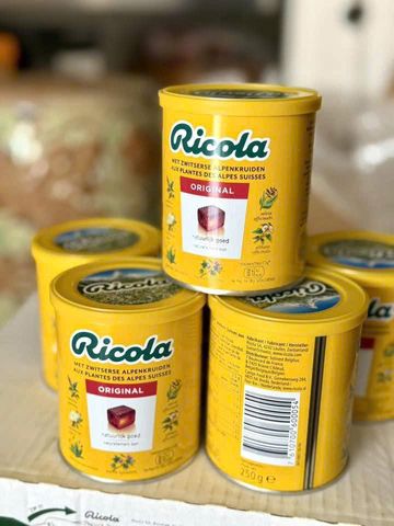 Kẹo Ngậm Ho Ricola Không Đường 250g - Giảm Ho, Thơm Mát, Giải Quyết Cơn Ho Tức Thì, Sự Lựa Chọn Lành Mạnh