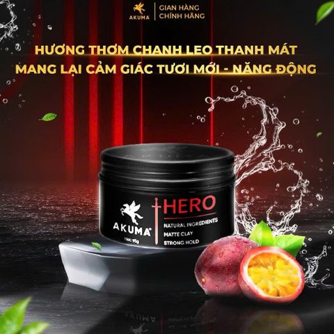 Sáp Vuốt Tóc Nam AKUMA HERO Matte Clay 95g – Giữ Nếp Mạnh, Không Bết Dính, Tạo Kiểu Tự Nhiên