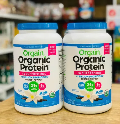 Bột Protein Hữu Cơ Orgain Vanilla 1.22kg - Tăng cường cơ bắp, Dinh dưỡng tự nhiên, Thích hợp cho người tập thể hình