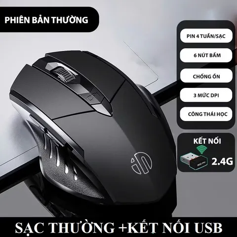 Chuột gaming không dây sạc pin BAK inphic F1S cho game chơi game