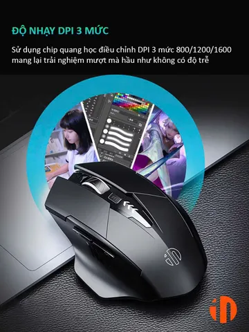 Chuột gaming không dây sạc pin BAK inphic F1S cho game chơi game