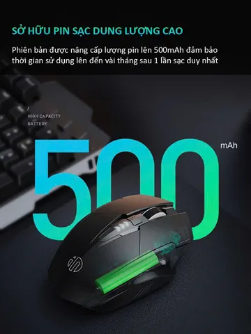 Chuột gaming không dây sạc pin BAK inphic F1S cho game chơi game
