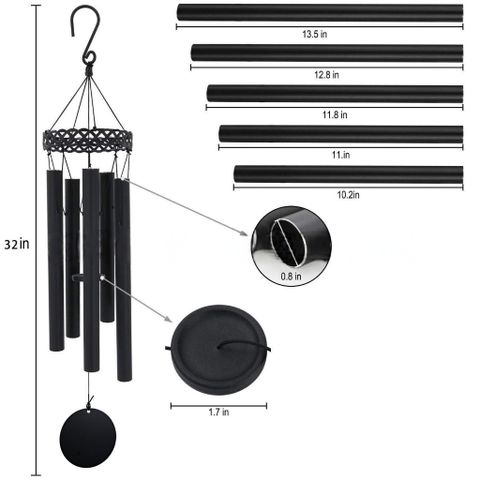 Chuông gió phong thuỷ nhạc thiền cao cấp size 80 cm, chuông gió treo cửa chữa lành, trị liệu 432HZ