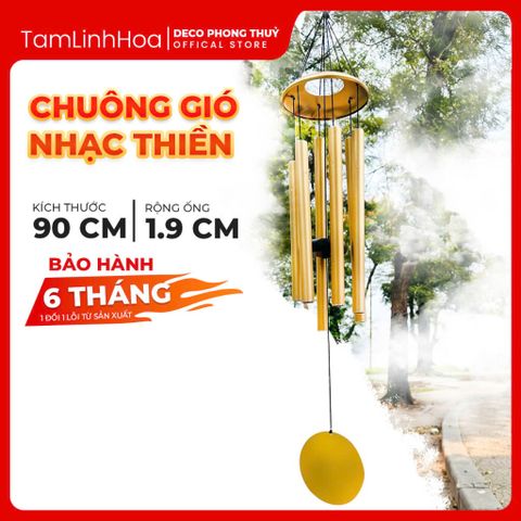 Chuông gió phong thủy nhạc thiền 6 thanh cao cấp 90 cm, chuông gió chữa lành, trị liệu 432Hz
