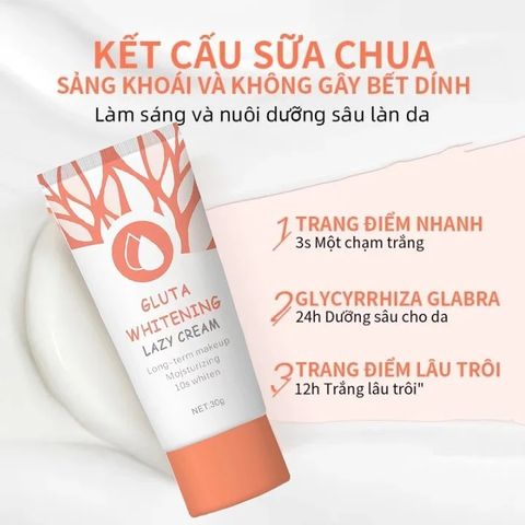 GLUTA WHITENING LAZY CREAM Dưỡng Ẩm Làm trắng da Cân bằng màu da Kem Làm sáng da 30g SPA20