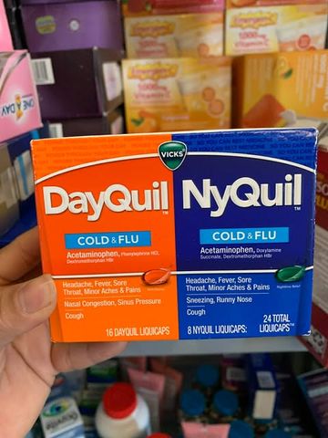 Viên uống giảm ho và cảm cúm Vicks DayQuil & NyQuil Cold & Flu Relief 24 Liquicaps