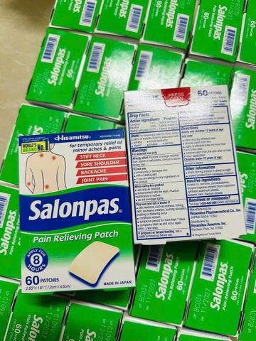 Miếng Dán Giảm Đau Salonpas 60 Miếng - Giảm Nhức Mỏi & Thư Giãn Cơ Hiệu Quả, Dầu Xoa Bóp Chất Lượng