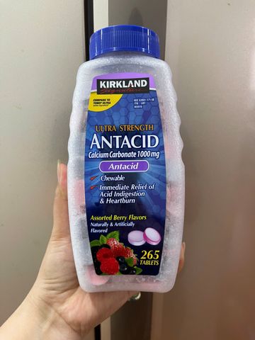 Viên nhai chống trào ngược, kháng axit Kirkland Signature Ultra Strength Antacid, hộp 265 viên - Hàng Mỹ