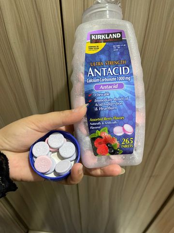 Viên nhai chống trào ngược, kháng axit Kirkland Signature Ultra Strength Antacid, hộp 265 viên - Hàng Mỹ