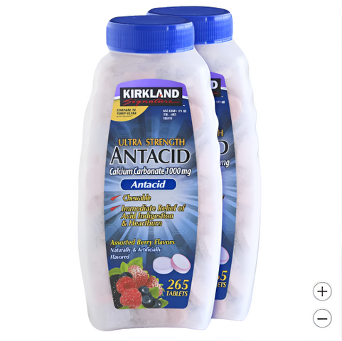 Viên nhai chống trào ngược, kháng axit Kirkland Signature Ultra Strength Antacid, hộp 265 viên - Hàng Mỹ