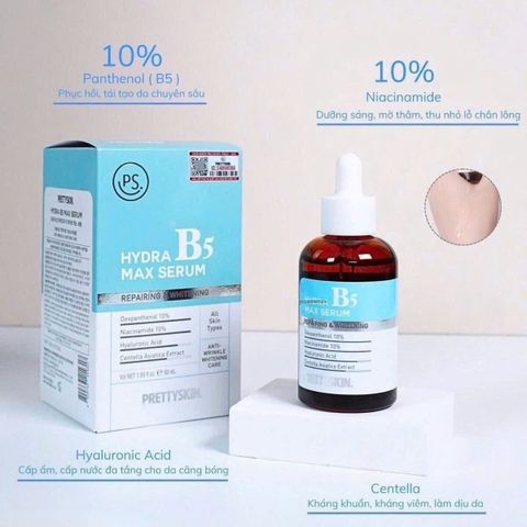 (Sales) Serum Pretty Skin Hydra Max B5 50ml - Dưỡng ẩm và phục hồi da chuyên sâu, sản phẩm làm đẹp lý tưởng cho làn da khỏe mạnh Chính hãng
