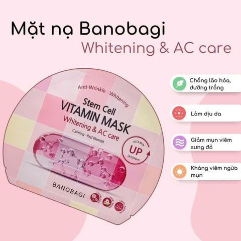 Set 10 mặt nạ Banobagi dưỡng sáng & chăm da mụn (hồng) – giảm mụn, dịu da
