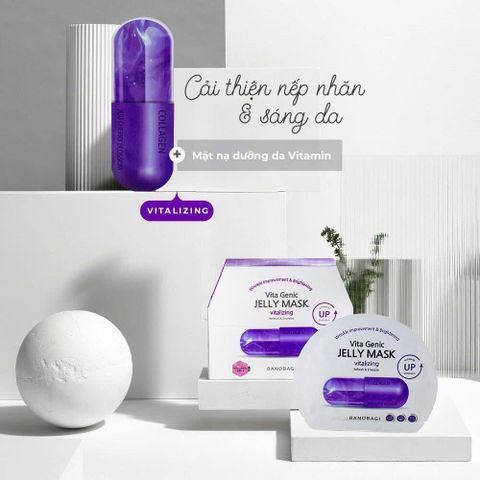Set 10 Mặt Nạ Banobagi Vita Genic Collagen Tím - Đàn Hồi Da, Căng Bóng, Dưỡng Ẩm Chuyên Sâu