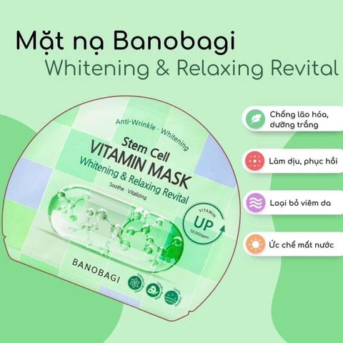 Set 10 Mặt Nạ Banobagi Thư Giãn & Làm Dịu Da Xanh Lá - Giảm Kích Ứng, Dưỡng Ẩm Chất Lượng 