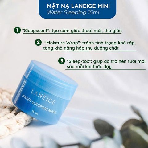 Mặt nạ ngủ Laneige Water Sleeping Mask 15ml – Cấp nước, làm dịu da mặt, sản phẩm dưỡng ẩm hoàn hảo cho ngủ sâu.