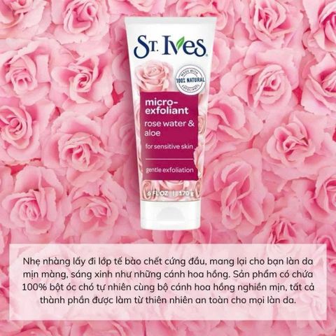 Sữa Rửa Mặt St.Ives Rose & Aloe Scrub 170g - Tẩy Da Chết, Làm Mềm Da, Chăm Sóc Da Hàng Ngày