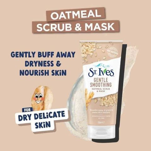 Sữa Rửa Mặt St.Ives Oatmeal Scrub & Mask 170g - Dưỡng Ẩm, Tẩy Tế Bào Chết Nhẹ Nhàng, Sạch Sâu Da Mặt