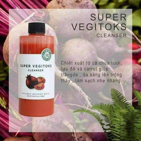 Sữa Rửa Mặt Super Vegitoks Cleanser 300ml Đỏ - Thải Độc Da, Làm Sạch Sâu, Dành Cho Làn Da Khỏe Mạnh